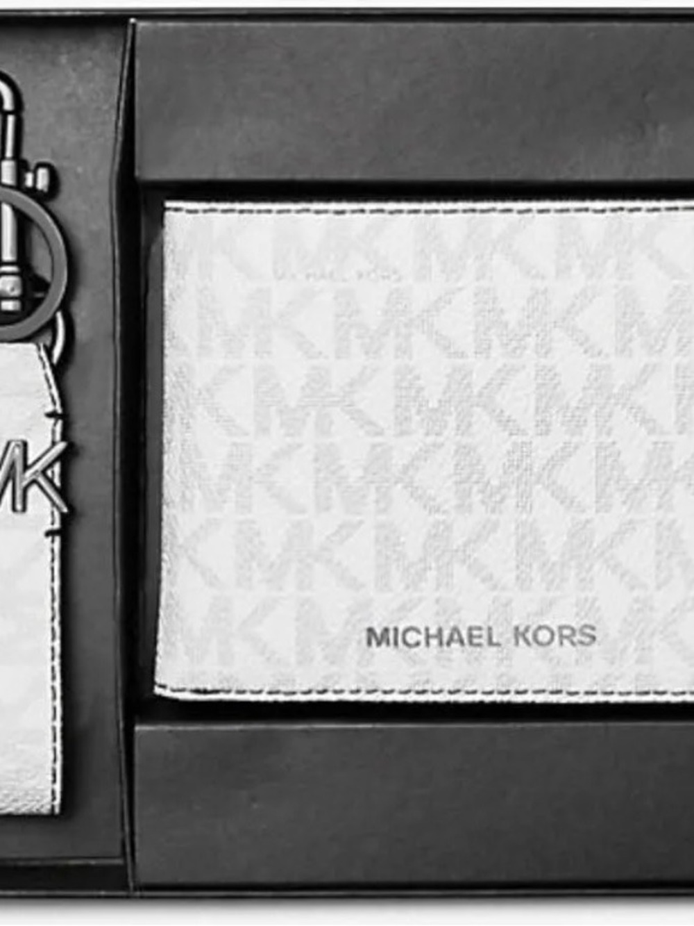 Michael Kors White MK Monogram Card Wallet